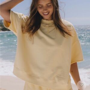 Daily Drills: Cropped sleeve vintage crew -butter + sunny w/ tonal patch